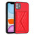 For iPhone 11 Rhombic Texture Card Bag RFID Phone Case with Long Lanyard(Red)