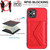 For iPhone 11 Rhombic Texture Card Bag RFID Phone Case with Long Lanyard(Red)
