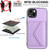 For iPhone 14 Rhombic Texture Card Bag RFID Phone Case with Long Lanyard(Light Purple)