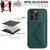 For iPhone 13 Pro Max Rhombic Texture Card Bag RFID Phone Case with Long Lanyard(Green)