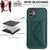 For iPhone 12 Rhombic Texture Card Bag RFID Phone Case with Long Lanyard(Green)