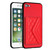 For iPhone SE 2022 / SE 2020 Rhombic Texture Card Bag RFID Phone Case with Long Lanyard(Red)