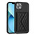 For iPhone 14 Plus Rhombic Texture Card Bag RFID Phone Case with Long Lanyard(Black)