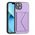For iPhone 14 Plus Rhombic Texture Card Bag RFID Phone Case with Long Lanyard(Light Purple)