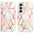 For Samsung Galaxy S24+ 5G PT003 Marble Pattern Flip Leather Phone Case(Pink White)