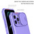 For iPhone 14 Pro Stereoscopic Holder Sliding Camshield Phone Case(Purple)