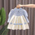 Girls Sweater Dress Bubble Sleeve Knitted Princess Dress  110cm(Light Blue)