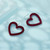 S925 Sterling Silver Velvet Burgundy Love Heart Earrings