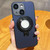 For iPhone 15 Skin Feel Armor Magnetic Holder Phone Case(Dark Blue)