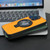 For iPhone 12 Pro Max i.Crystal Lambskin Fulcrum Support Phone Case(Orange)
