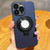 For iPhone 15 Pro Max Skin Feel Armor Magnetic Holder Phone Case(Dark Blue)
