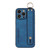 For iPhone 15 Pro Max Lambskin Wristband Holder Phone Case(Blue)