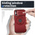 For iPhone 15 Pro Camshield MagSafe Ring Holder Armor Phone Case(Red)