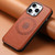 For iPhone 14 Pro Max Denior Cowhide Texture Leather MagSafe Phone Case(Brown)