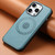 For iPhone 15 Denior Cowhide Texture Leather MagSafe Phone Case(Blue)