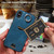 For iPhone XS Max Calf Texture Card Slot Ring Holder Phone Case(Blue)