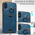 For iPhone XS Max Calf Texture Card Slot Ring Holder Phone Case(Blue)