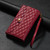 For iPhone 11 Pro Max Zipper Multi-Card Wallet Rhombic Leather Phone Case(Red)