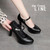 Women High Heels Comfortable Small Heel Temperament Waterproof Platform One Buckle Shoes, Size: 38(Black)