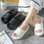 Bathroom Shower Slippers Non-slip Hollow Quick-drying Thick-soled Flip Flops, Size: 40-41(Gray)