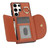 For Samsung Galaxy S23 Ultra 5G YM007 Ring Holder Card Bag Skin Feel Phone Case(Brown)