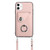 For iPhone 12 Organ Card Bag Ring Holder Phone Case with Long Lanyard(Pink)