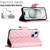 For iPhone 14 Plus Rhombic Texture Flip Leather Phone Case with Lanyard(Pink)