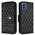 For Motorola Moto G Play 4G 2024 Rhombic Texture Flip Leather Phone Case with Lanyard(Black)