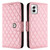 For Motorola Moto G Power 5G 2024 Rhombic Texture Flip Leather Phone Case with Lanyard(Pink)