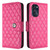 For Motorola Moto G 5G 2022 Rhombic Texture Flip Leather Phone Case with Lanyard(Rose Red)
