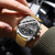 BINBOND B6022 30m Waterproof Luminous Multifunctional Quartz Watch, Color: Leather-White Steel-Black
