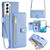 For Samsung Galaxy S22 5G Sheep Texture Cross-body Zipper Wallet Leather Phone Case(Blue)