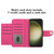 For Samsung Galaxy S23 Ultra 5G Rhombic Texture Flip Leather Phone Case with Lanyard(Rose Red)