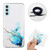 For Samsung Galaxy A55 5G Hollow Marble Pattern TPU Phone Case with Neck Strap Rope(Blue)