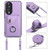 For Honor 90 Organ Card Bag Ring Holder Phone Case with Long Lanyard(Purple)