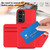 For Samsung Galaxy A55 Rhombic Texture Card Bag RFID Phone Case with Long Lanyard(Red)