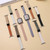 For Apple Watch Series 2 38mm Slim Magnetic Buckle Genuine Leather Watch Band(Plain Coffee)