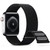 For Apple Watch SE 44mm Dual Hook and Loop Nylon Watch Band(Dark Black)