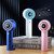 USB Charging Digital Display Handheld Turbo Fan Portable Foldable Buckle Small Fan(Pink)