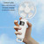 Portable Digital Display Hanging Neck Mute Small Fan USB Charging Handheld Foldable Fan(Blue)