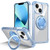 For iPhone 13 Gold Shield CD Pattern MagSafe Magnetic Phone Case with Rotating Stand(Transparent Blue)
