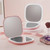 LED Square Folding Makeup Mirror Portable Flip Double-sided Mirror, Color: Pink