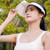 Summer Outdoor Sun Protection Adjustable Rotating Fan Sun Hat(White)