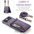 For Samsung Galaxy Z Flip3 5G DG.MING M5 Series Zip RFID Multi Card Detachable Leather Phone Case with Long Lanyard(Purple)