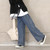Girl Plus Velvet Loose Broad Leg Sagging Straight Pants Jeans (Color:Dark Blue Size:150cm) Girl Plus Velvet Loose Broad Leg Sagging Straight Pants Jeans (Color:Dark Blue Size:150cm)