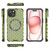 For iPhone 15 Honeycomb Magnetic Ring Shockproof Phone Case(Green)