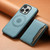 For iPhone 16 Pro Denior Cowhide Texture Leather MagSafe Detachable Wallet Phone Case(Blue)