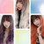 Gradient Long Curly Hair Big Wave Chemical Fiber Simulation Hair Women Bangs Full Top Hair Cover(Coral Orange Gradient 68CM)