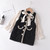 Girls Pearl Button Ruffle Dress (Color:Black Size:130) Girls Pearl Button Ruffle Dress (Color:Black Size:130)