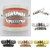 Hip Hop Accessories Gold Tooth Set Real Gold Plating Smooth Upper Eight Lower Six Denture Set(Black)